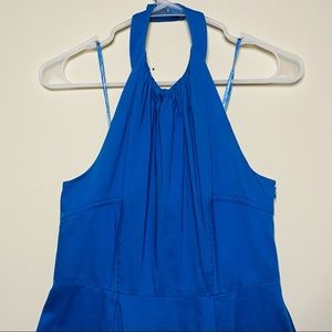 Jessica Simpson Blue Halter Top A-line Pleated Midi Dress Size 6